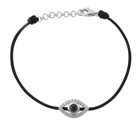 0.41ct tw Protective Evil Eye Diamond & Blue Sapphire Cord Bracelet