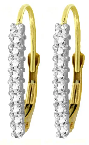 0.45 Carat 14K Solid White Gold Leverback Earrings Natural White Topaz