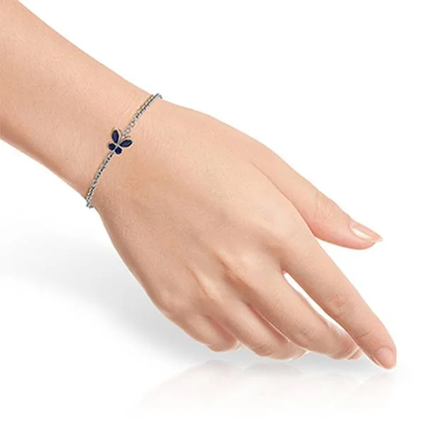 0.6 Carat 14K Solid White Gold Butterfly Bracelet Sapphire