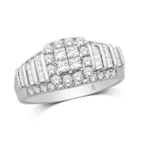 10K White Gold 1 Ct.Tw.Diamond Fashion Invisible Ring