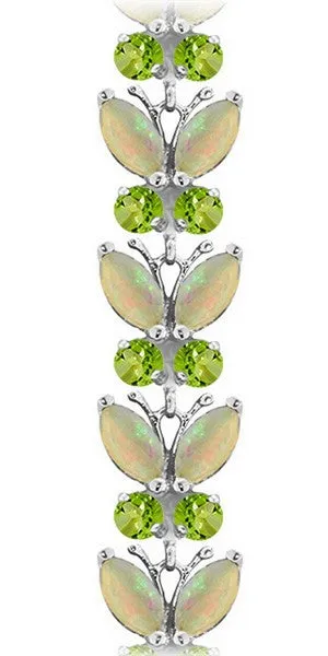 12 Carat 14K Solid White Gold Butterfly Bracelet Opal Peridot