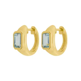 14K GOLD BLUE TOPAZ FREYA HUGGIES