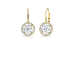 14K GOLD DIAMOND TOPAZ LEVERBACK EARRINGS