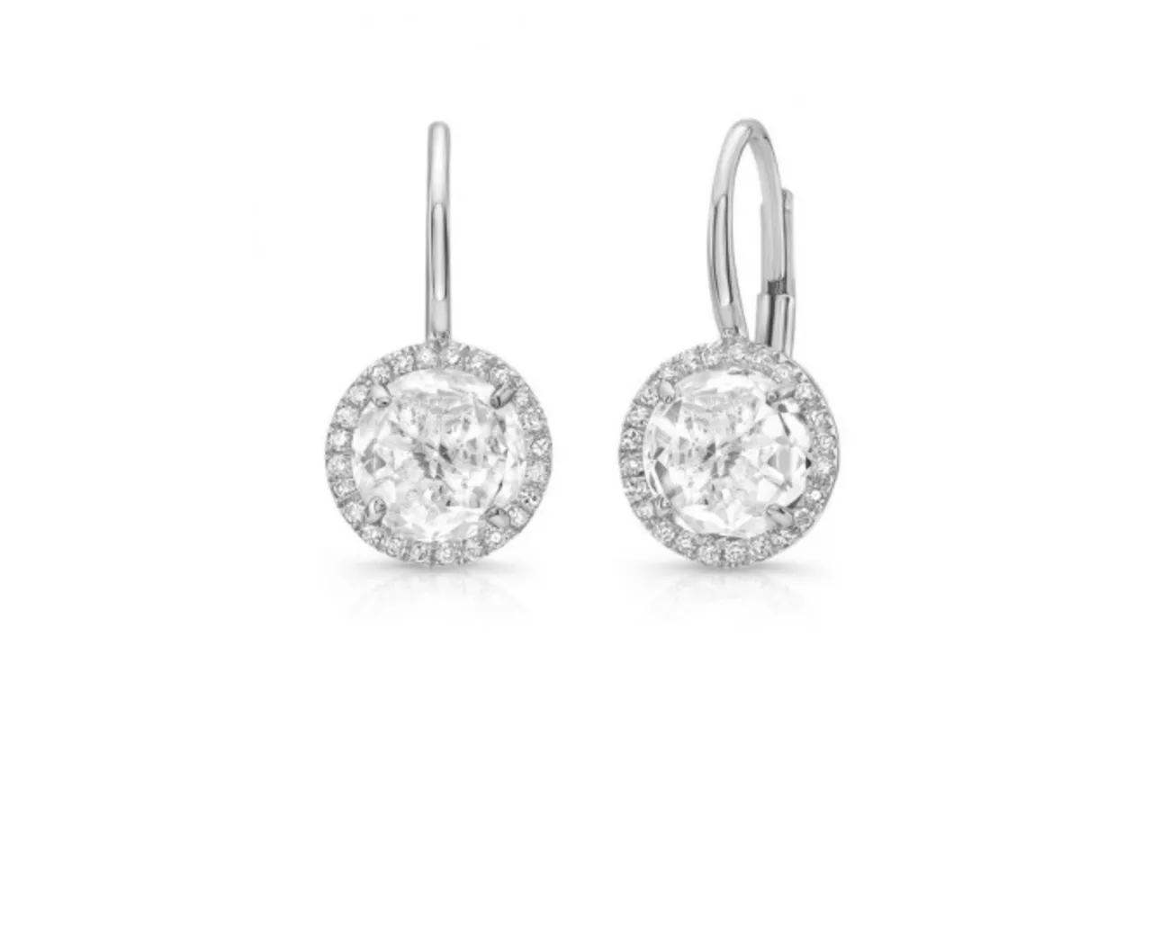14K GOLD DIAMOND TOPAZ LEVERBACK EARRINGS