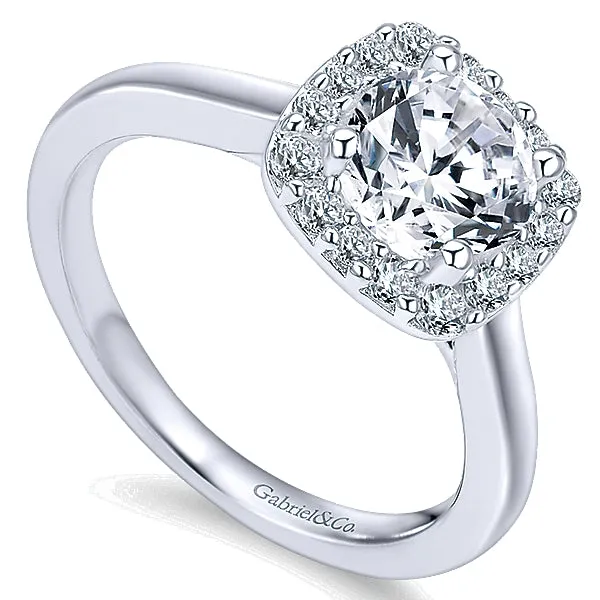 14k White Gold Diamond Halo Ring - ER6873W44JJ