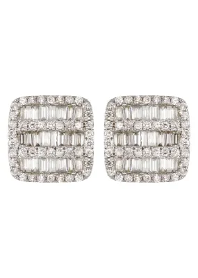 14K Yellow Gold Diamond Baguette Earrings For Men | 1.13 Carats | 2.7 Grams