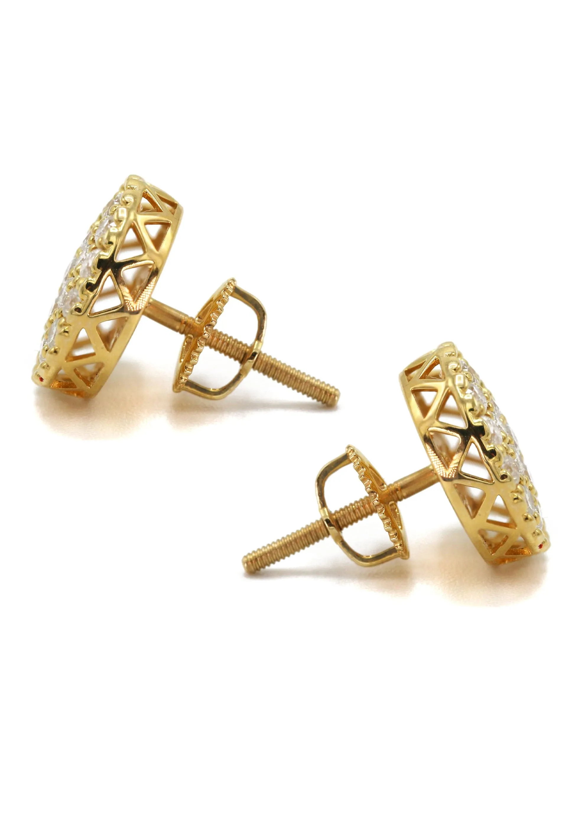 14K Yellow Gold Diamond Earrings For Men | 0.8 Carat | 2.58 Grams