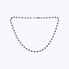 14K Yellow Gold Lapis Lazuli Disc Necklace