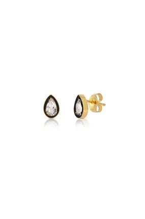 14k Yellow Gold Pear Cut White Topaz Earrings