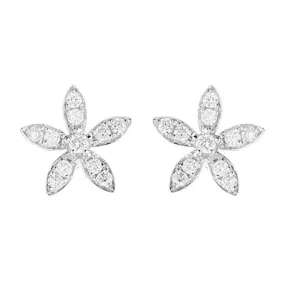 18ct White Gold 0.25ct Diamond Flower Petal Stud Earrings