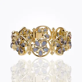 18K Flower Serpent Bracelet with royal blue moonstone and diamond
