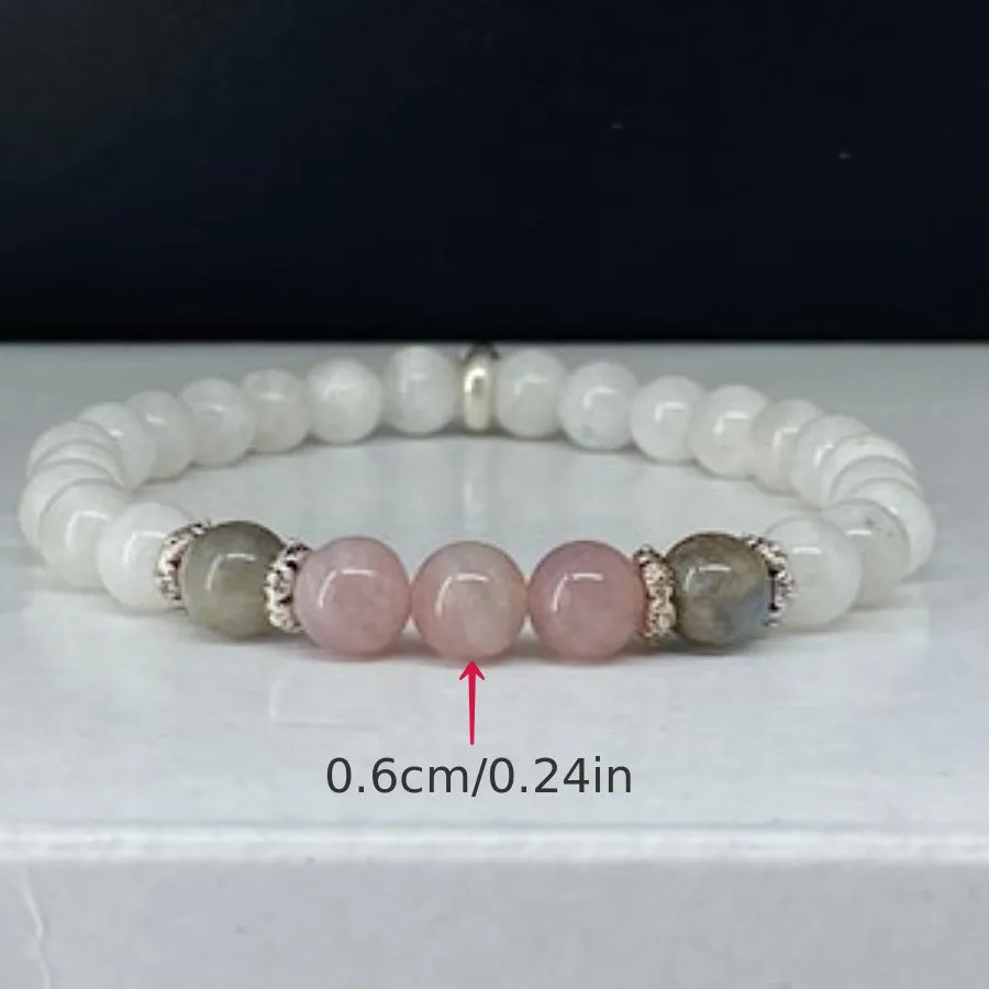 1PC Moonstone Labradorite  Rose Quartz Bracelet Spiritual Energy Balance
