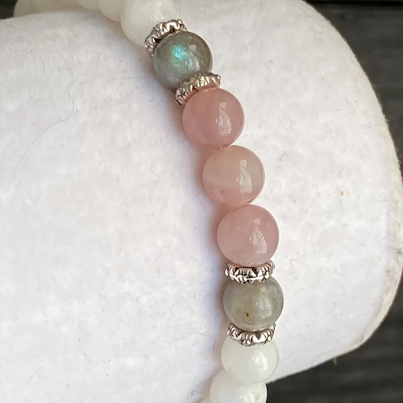 1PC Moonstone Labradorite  Rose Quartz Bracelet Spiritual Energy Balance