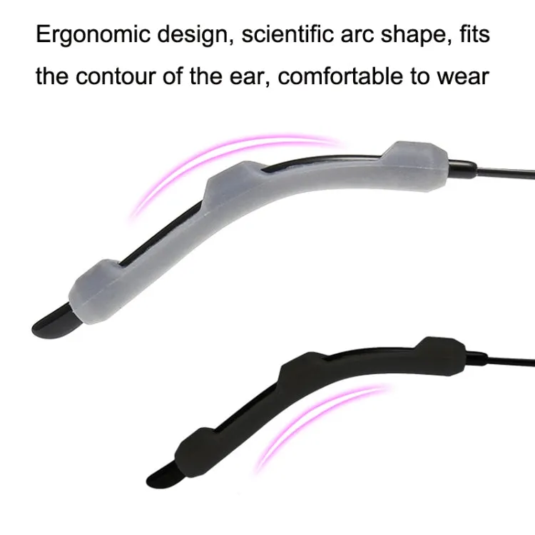20pairs Silicone Non-Slip Glasses Foot Cover Frame Mirror Leg Decompression Anti-Drop Anti-Allergic Rubber Sleeve(Black)