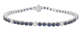 2.32carat Sapphire Gem Stone & Diamond Tennis Bracelet