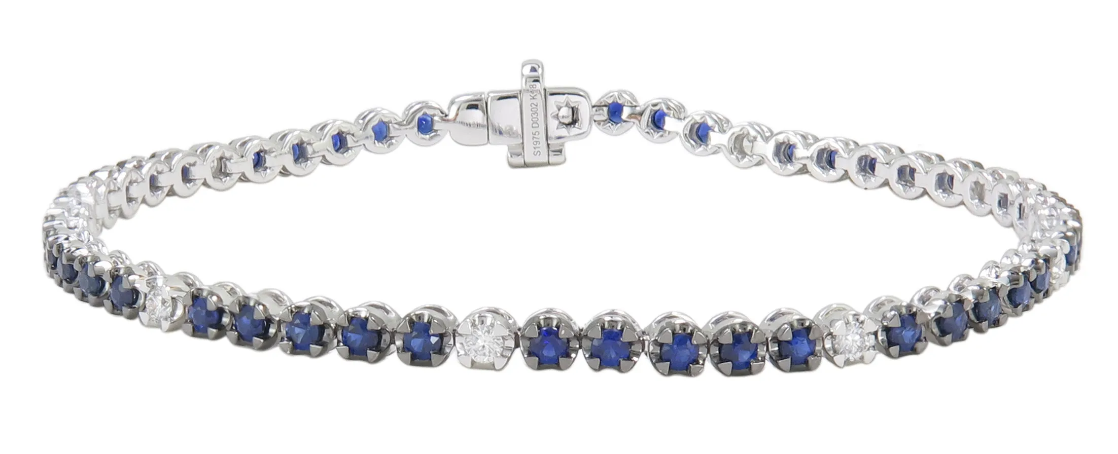 2.32carat Sapphire Gem Stone & Diamond Tennis Bracelet