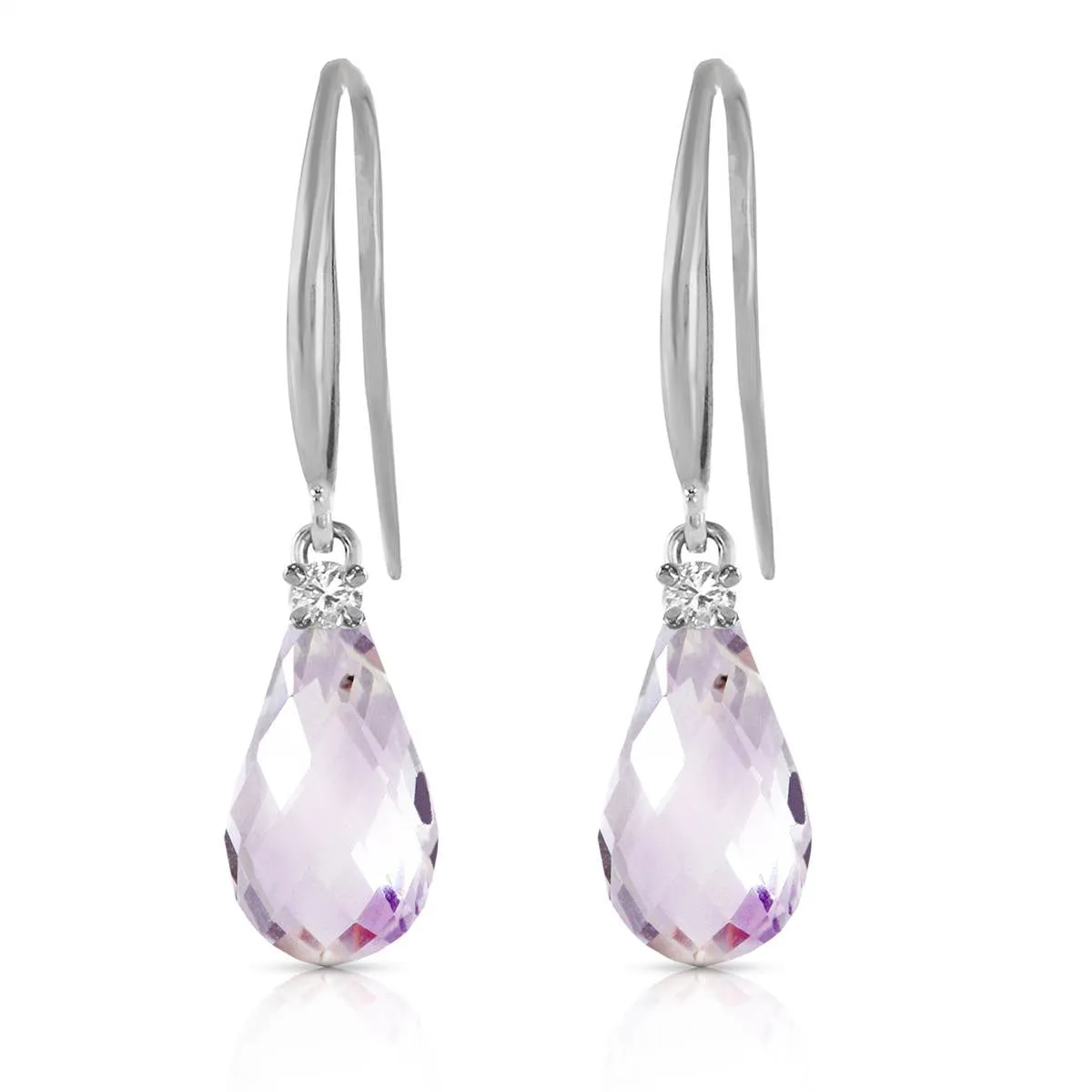 4.6 Carat 14K Solid White Gold Kiss Tenderness Pink Topaz Diamond Earrings