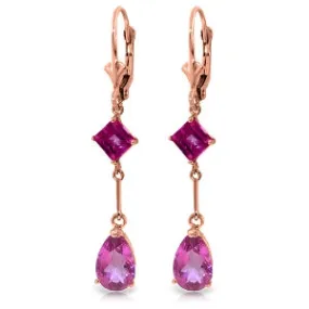 4.95 Carat 14K Solid Rose Gold Chandelier Earrings Pink Topaz