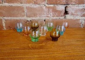 9 Depression Glass Cordial Glasses Multicolor Shot Glass Bar Set