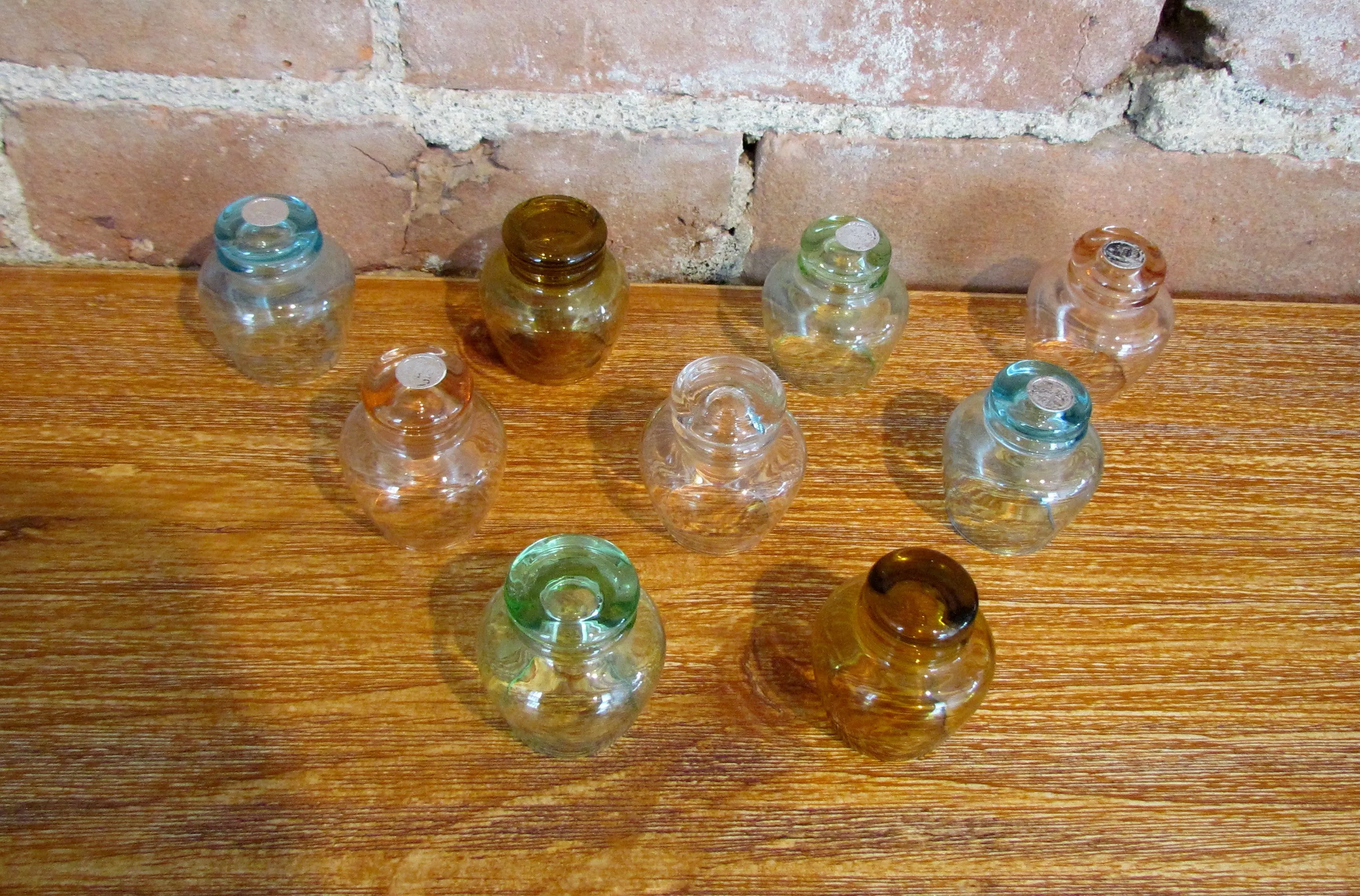 9 Depression Glass Cordial Glasses Multicolor Shot Glass Bar Set