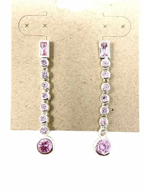 .925 Pink Dangle Topaz Earrings