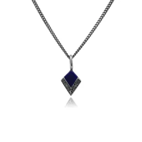 925er Sterlingsilber Markasit & Lapislazuli 18zoll Halskette