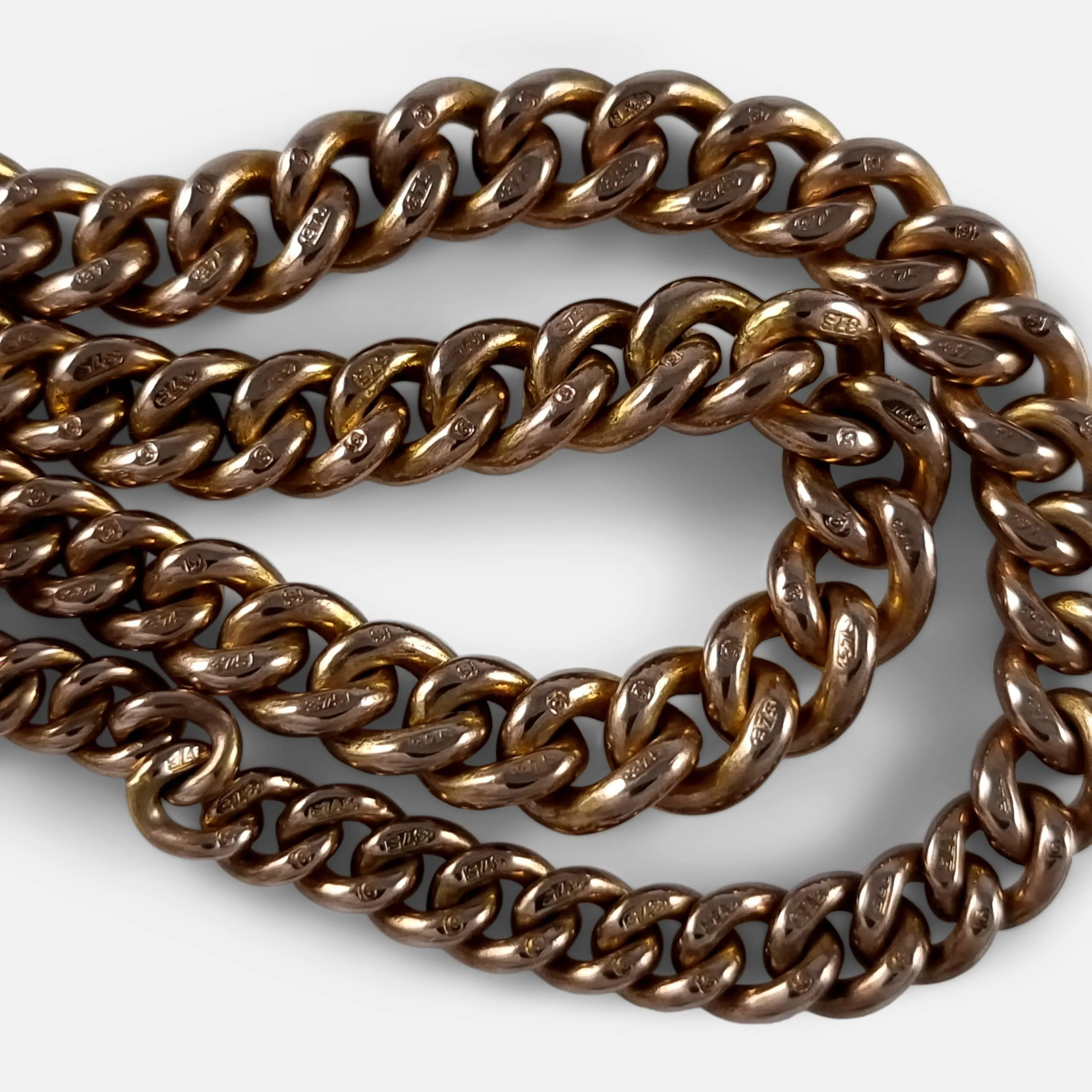 9ct Rose Gold Double Albert Watch Chain, and Fob, 43.7g