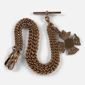 9ct Rose Gold Double Albert Watch Chain, and Fob, 43.7g