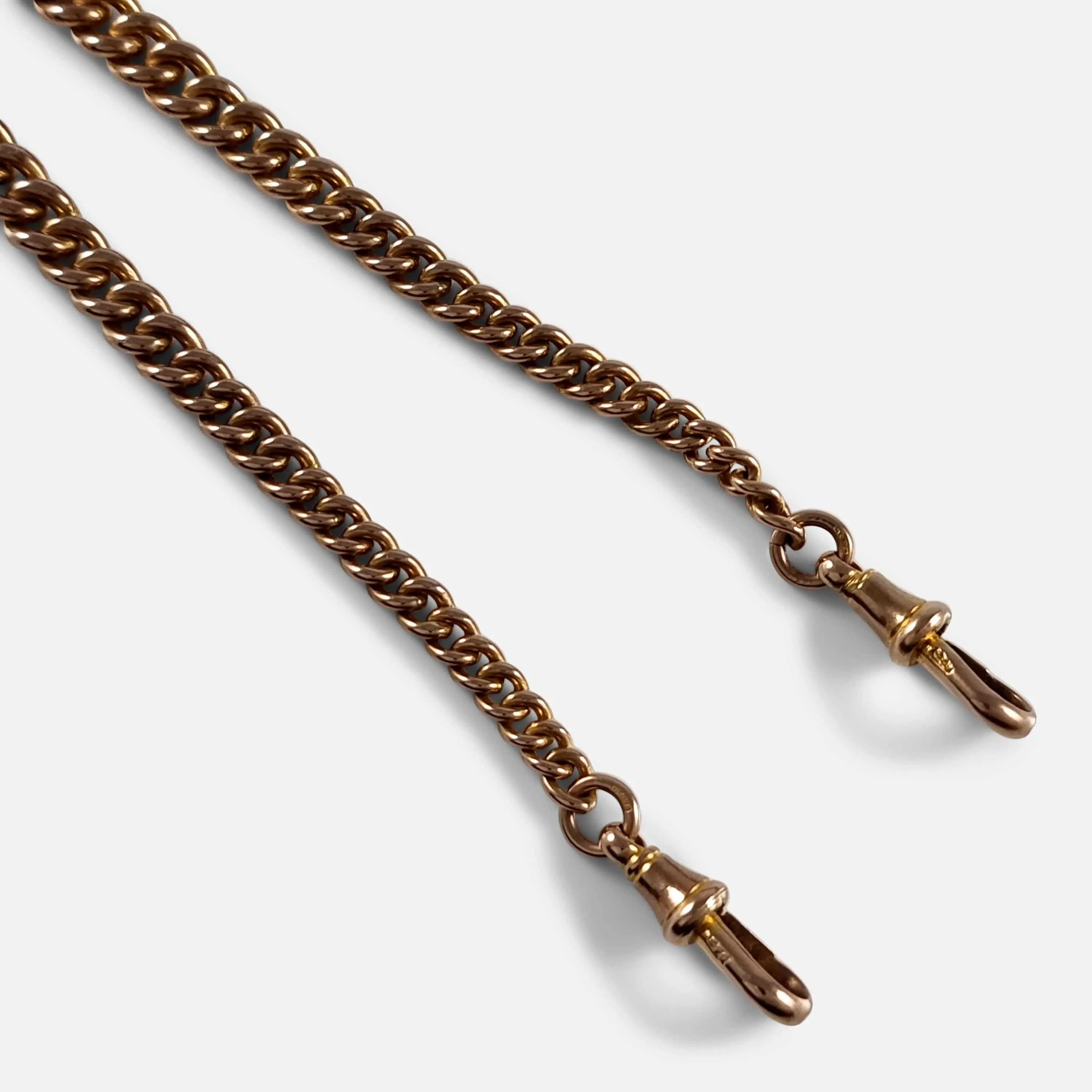 9ct Rose Gold Double Albert Watch Chain, and Fob, 43.7g
