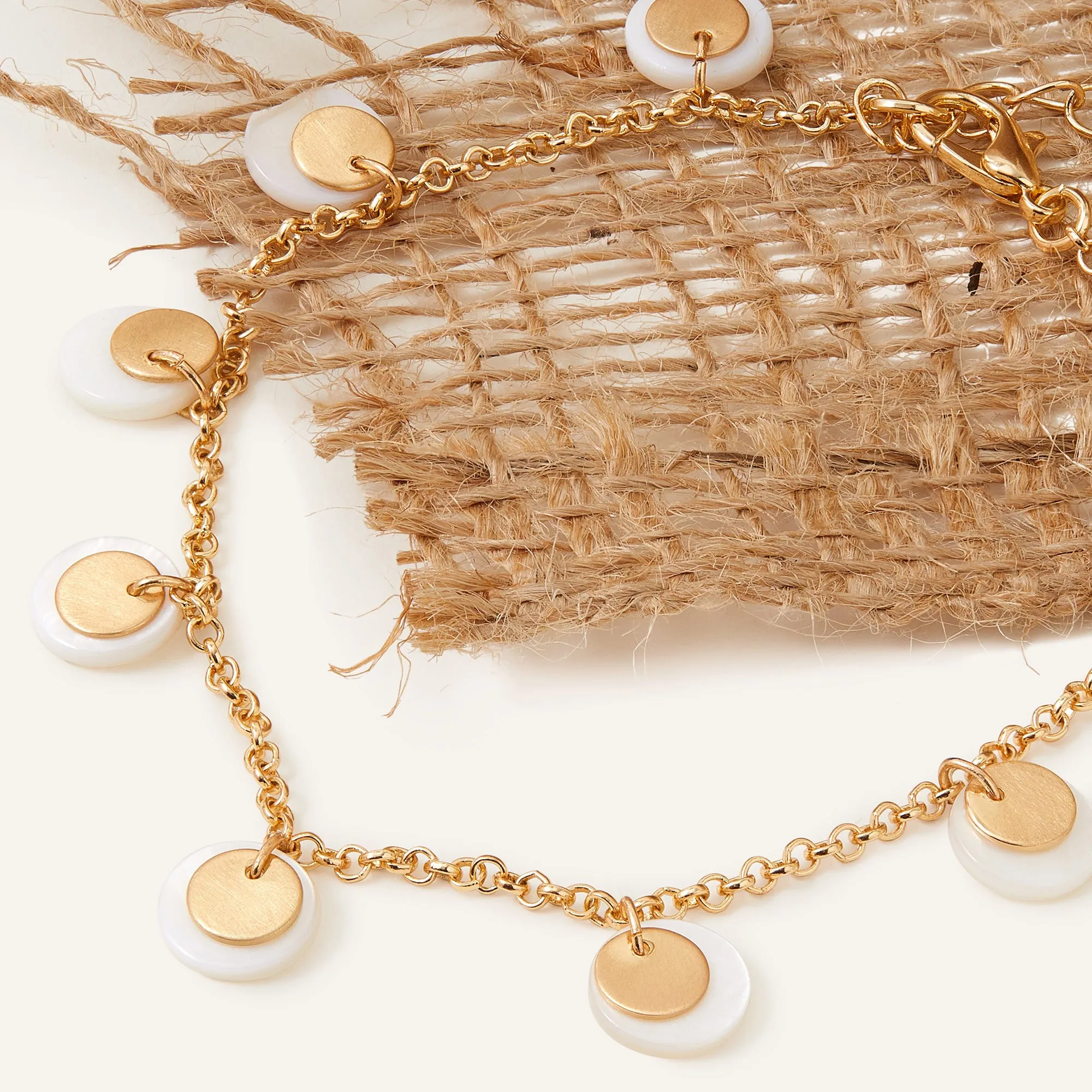 Accessorize London Women's Gold Moonstone And Disc Clasp Bracelet