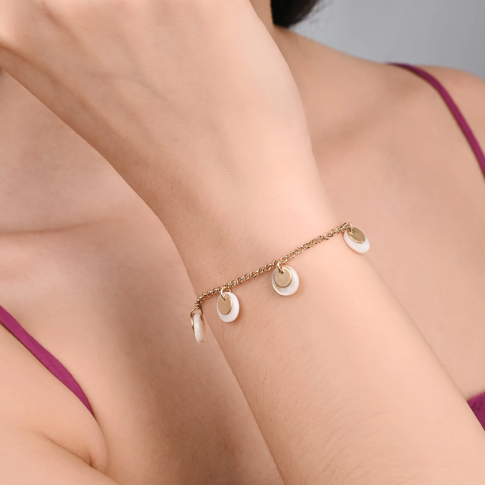 Accessorize London Women's Gold Moonstone And Disc Clasp Bracelet