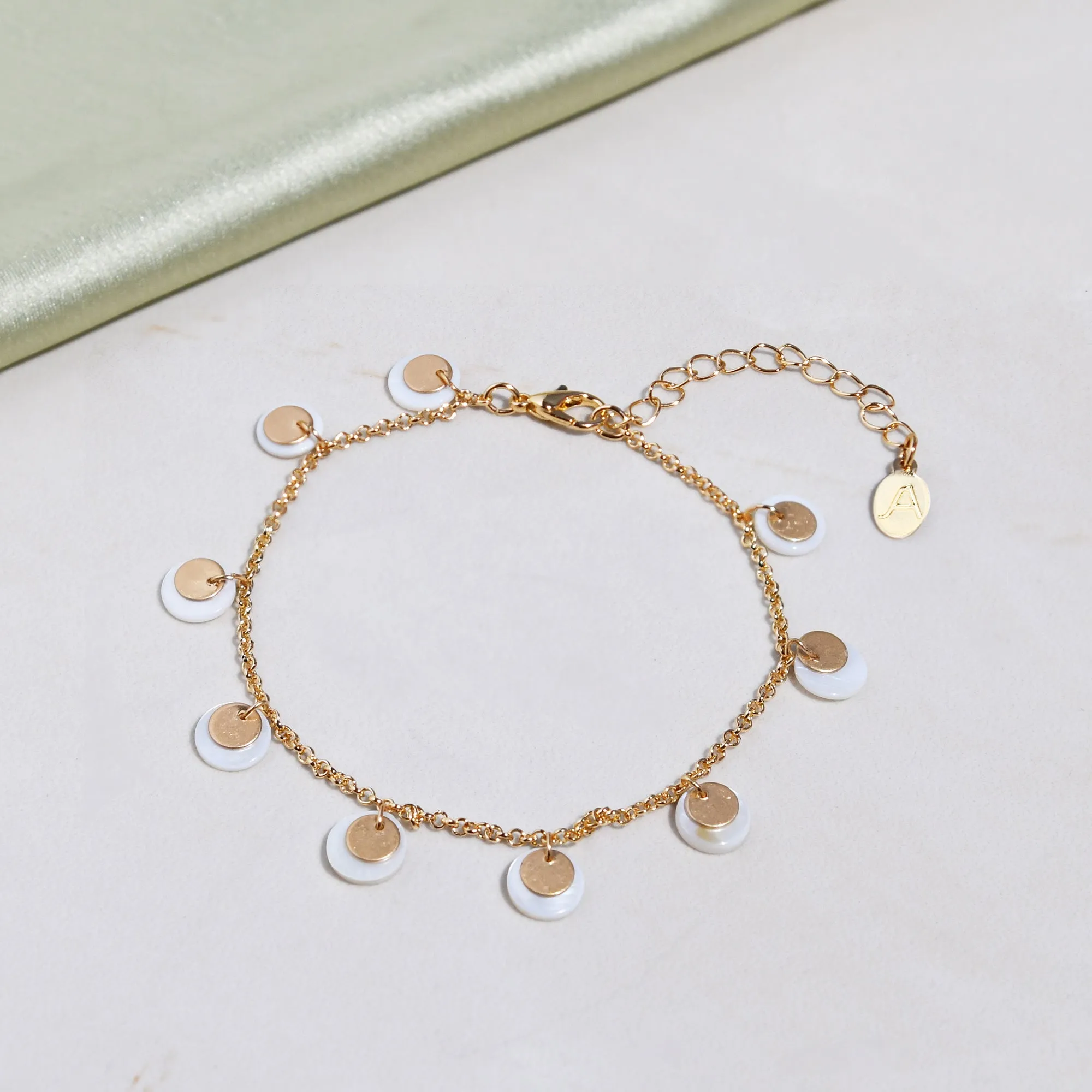 Accessorize London Women's Gold Moonstone And Disc Clasp Bracelet