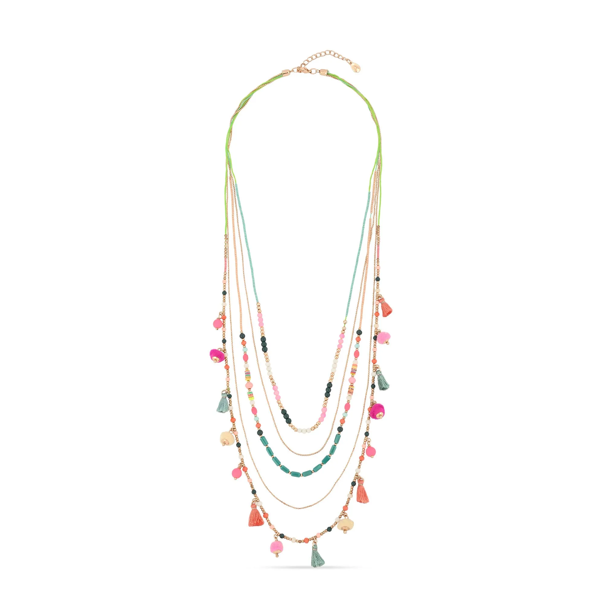 Accessorize London Women's Multi Layered Pom-Pom Necklace