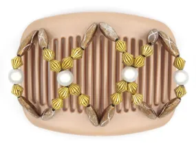 African Butterfly Hair Comb - Dalena Brown Pearl 20