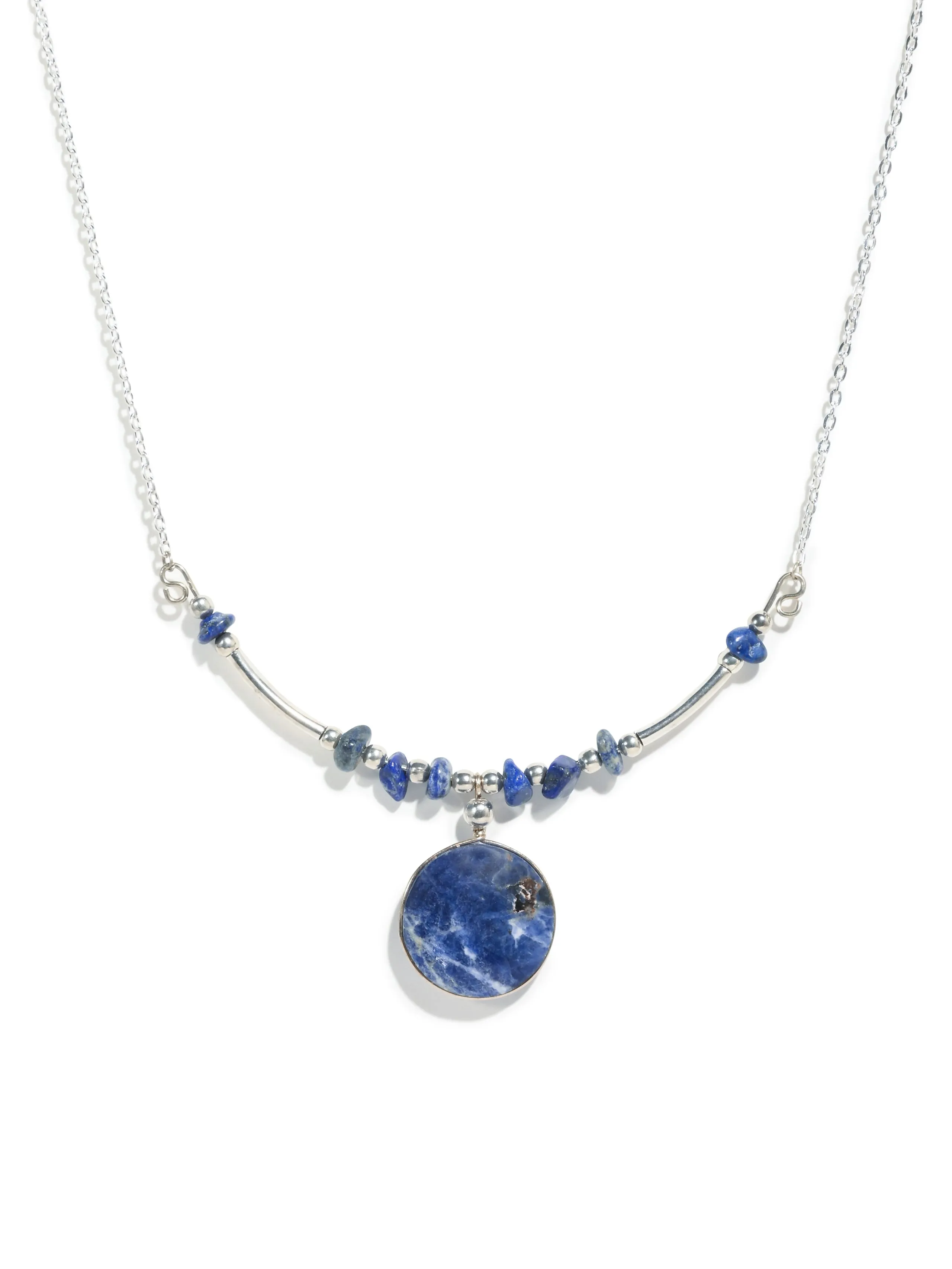 Alpaca Silver Choker Necklace - Sodalite Stone