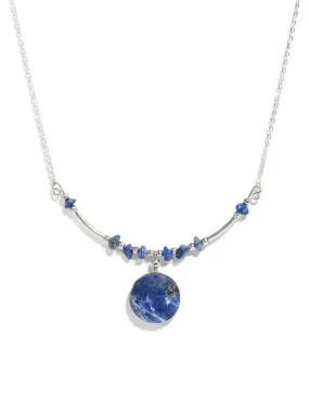Alpaca Silver Choker Necklace - Sodalite Stone