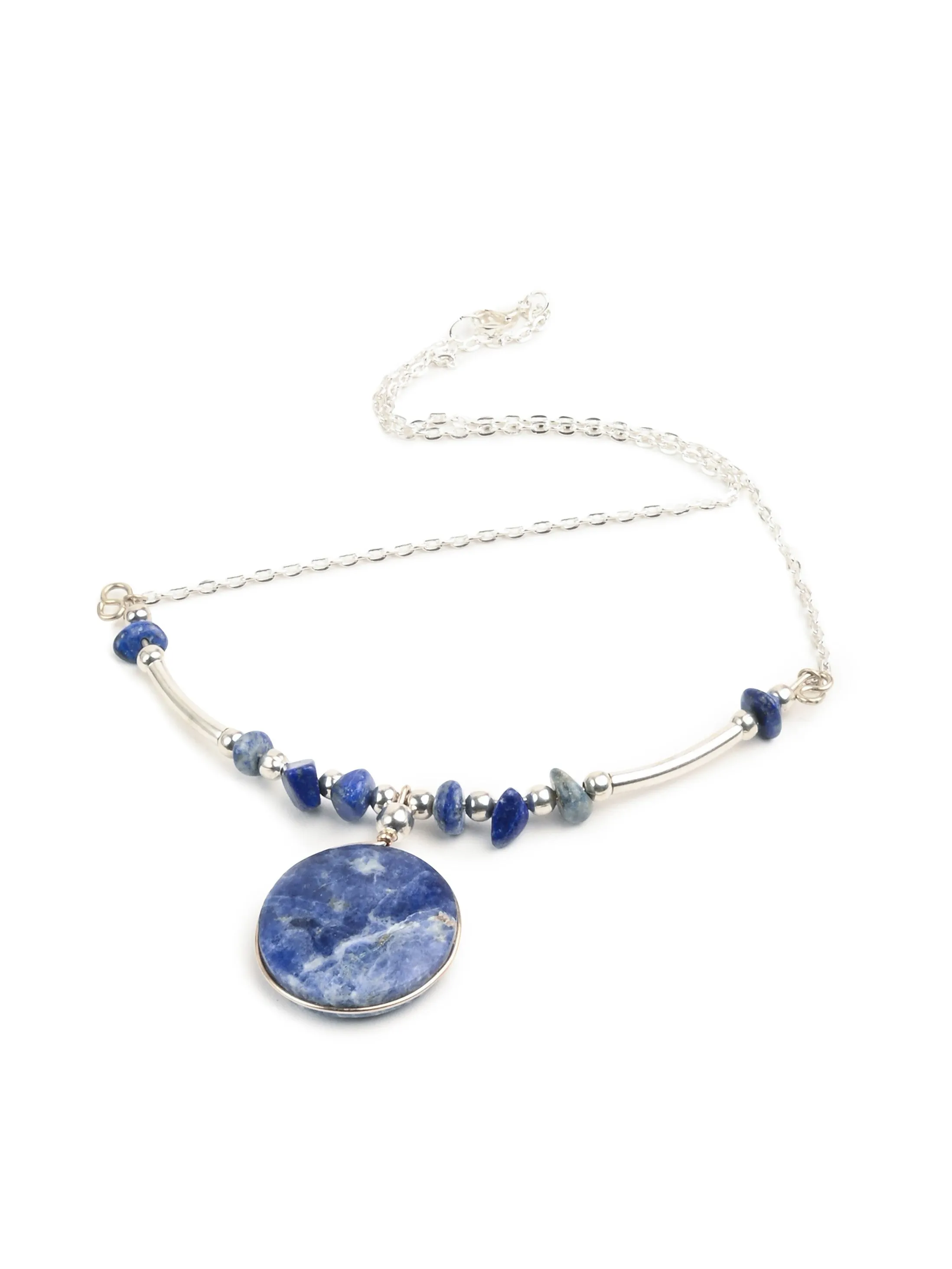Alpaca Silver Choker Necklace - Sodalite Stone