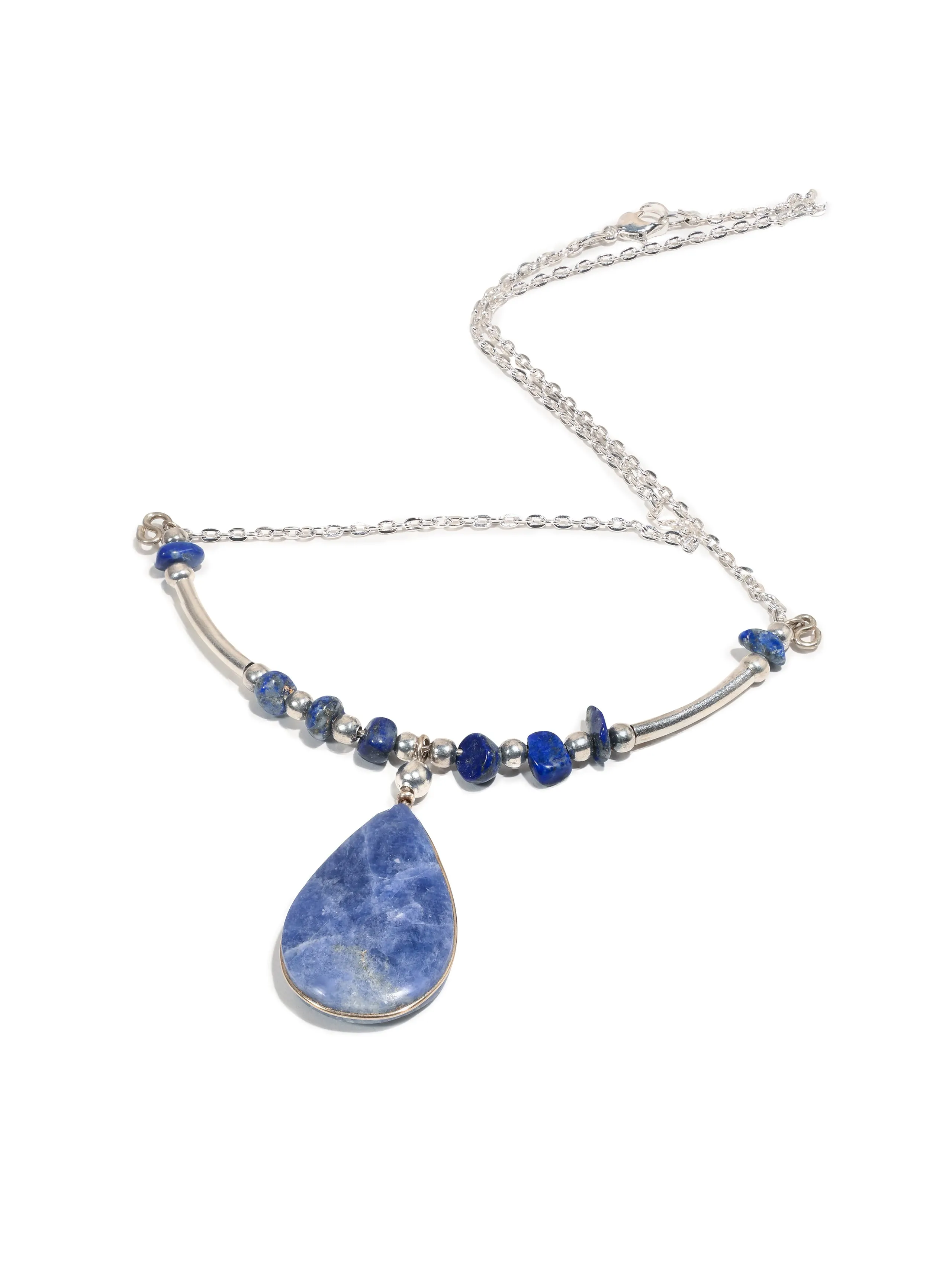 Alpaca Silver Choker Necklace - Sodalite Stone