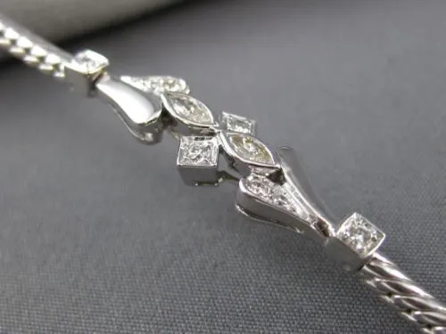 ANTIQUE .42CT MULTI CUT DIAMOND 18KT WHITE GOLD 3D FILIGREE LOVE BRACELET #19915
