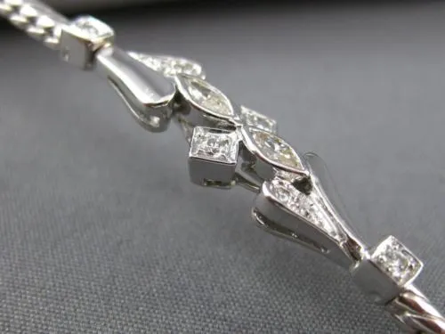 ANTIQUE .42CT MULTI CUT DIAMOND 18KT WHITE GOLD 3D FILIGREE LOVE BRACELET #19915