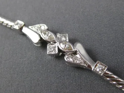 ANTIQUE .42CT MULTI CUT DIAMOND 18KT WHITE GOLD 3D FILIGREE LOVE BRACELET #19915