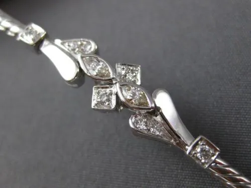 ANTIQUE .42CT MULTI CUT DIAMOND 18KT WHITE GOLD 3D FILIGREE LOVE BRACELET #19915