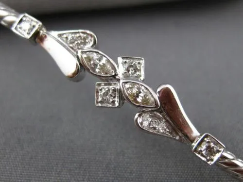 ANTIQUE .42CT MULTI CUT DIAMOND 18KT WHITE GOLD 3D FILIGREE LOVE BRACELET #19915