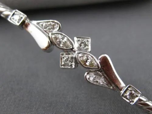 ANTIQUE .42CT MULTI CUT DIAMOND 18KT WHITE GOLD 3D FILIGREE LOVE BRACELET #19915