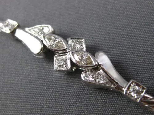 ANTIQUE .42CT MULTI CUT DIAMOND 18KT WHITE GOLD 3D FILIGREE LOVE BRACELET #19915