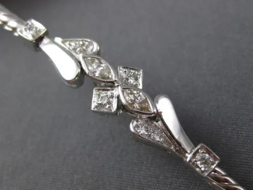 ANTIQUE .42CT MULTI CUT DIAMOND 18KT WHITE GOLD 3D FILIGREE LOVE BRACELET #19915