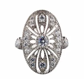 Antique Inspired Cubic Zirconia Engagement Ring