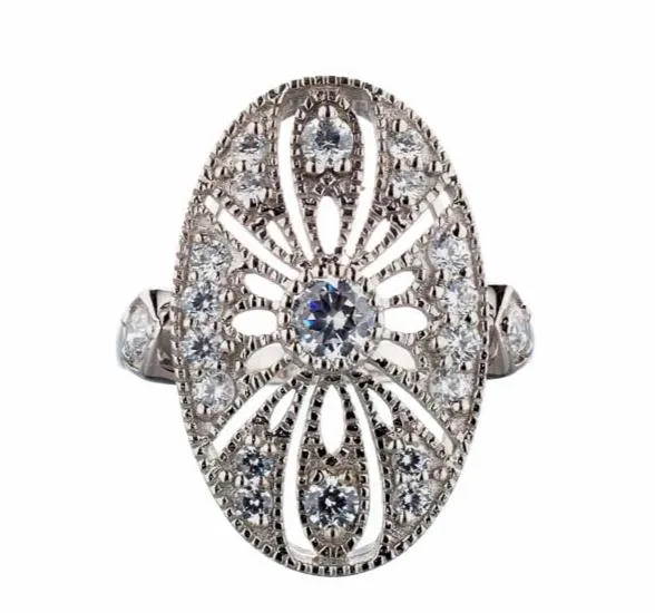 Antique Inspired Cubic Zirconia Engagement Ring