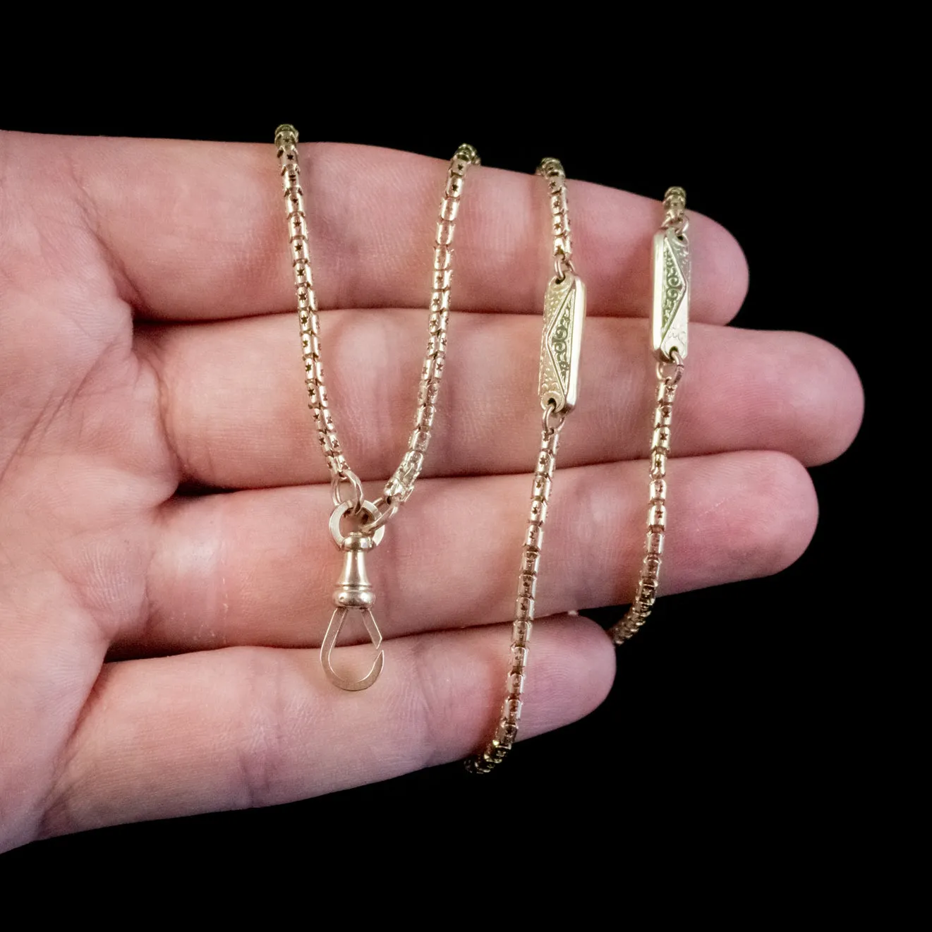 Antique Victorian Long Guard Snake Chain 9Ct Gold Circa 1900