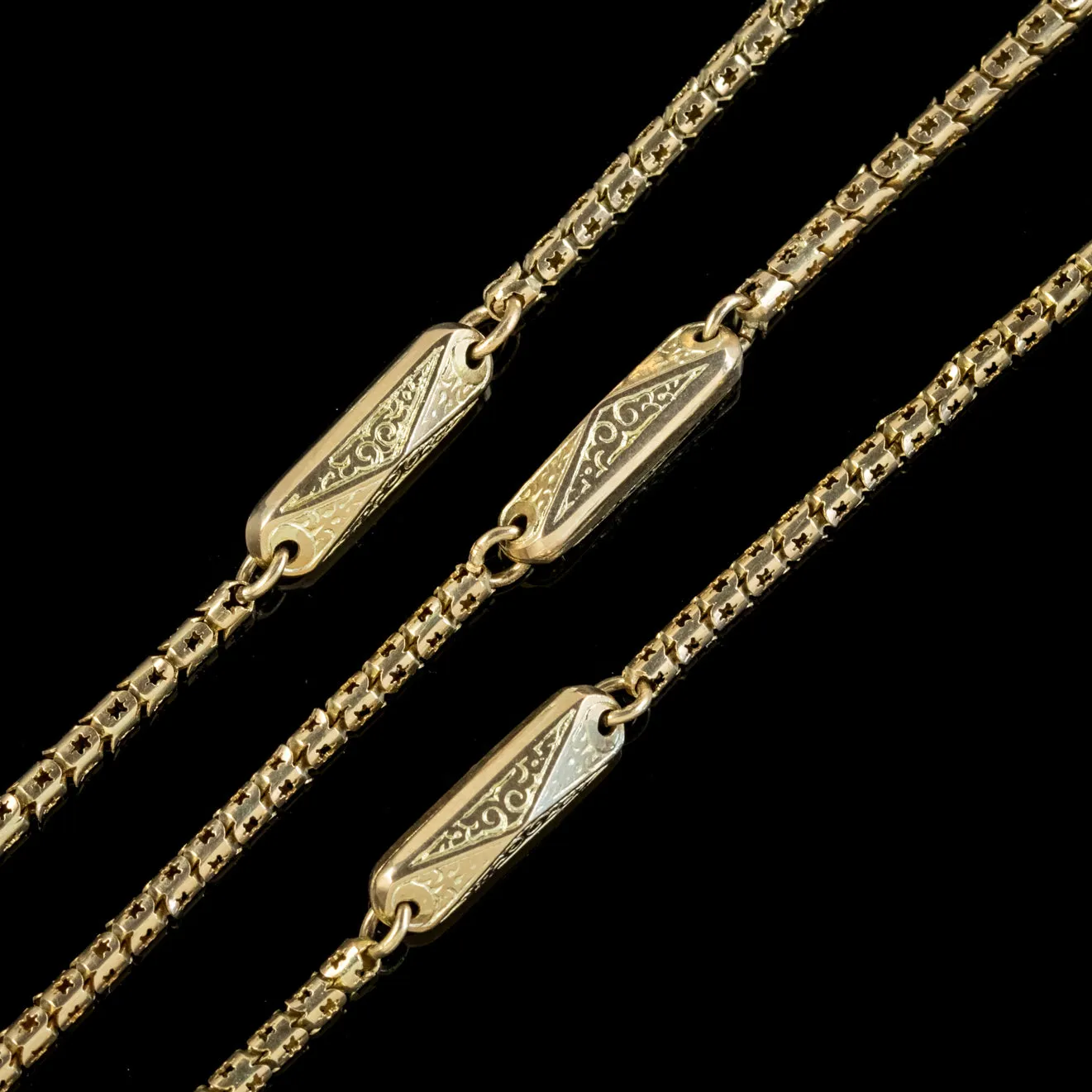 Antique Victorian Long Guard Snake Chain 9Ct Gold Circa 1900